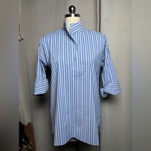NEW French Blue ticking J Jill Nehru Collar Tunic SZ XS